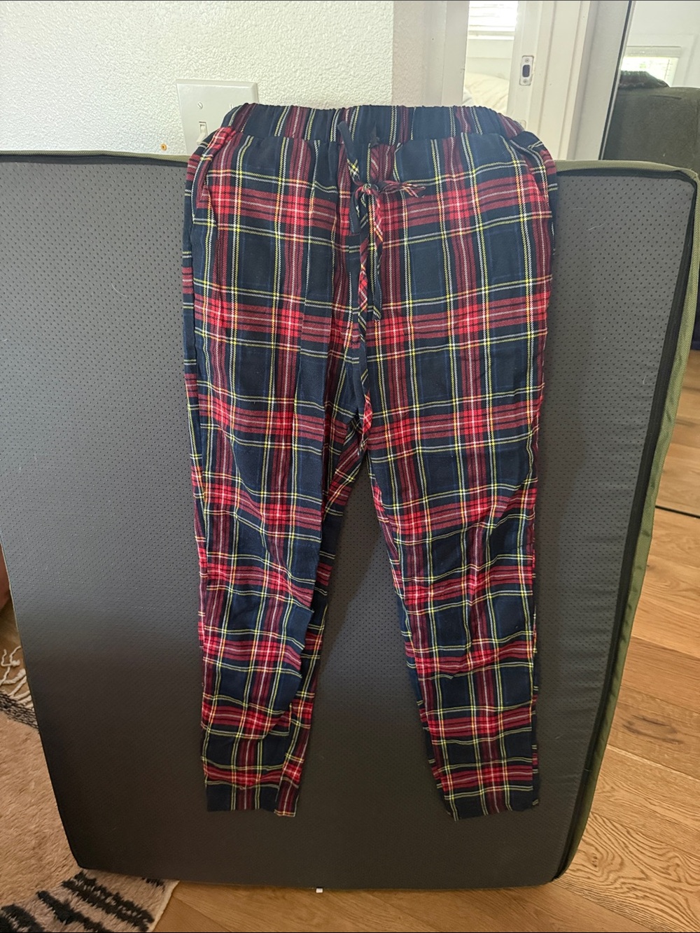 Zaful Red and Navy Tartan Plaid Pants